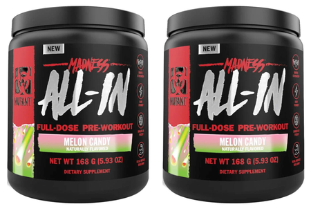 Mutant Madness ALL-IN Pre Workout  Melon Candy - 24 Servings (2 x 12 Servs)  TWINPACK