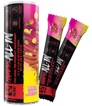 Mutant Madness ALL-IN Pre Workout  Tropical Cyclone Packets - 12 Packs