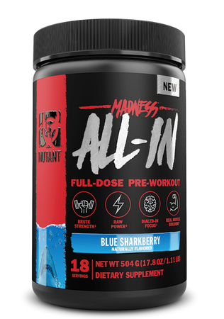 Mutant Madness ALL-IN Pre Workout  Blue Sharkberry - 18 Servings