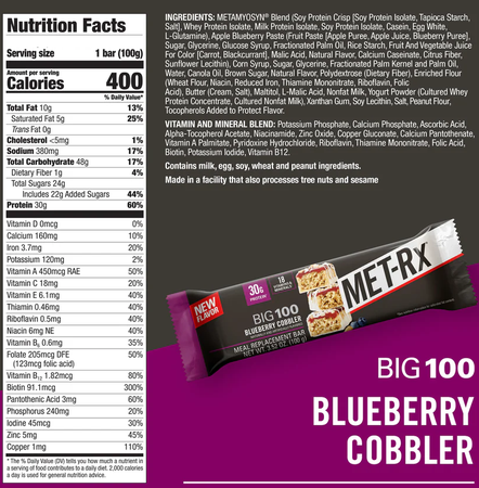 Met-Rx Big 100 Bar Blueberry Cobbler - 9 Bars