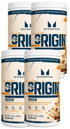 Myprotein Origin Protein  Butter Pecan Ice Cream - 6 Lb (4 x 1.5 Lb Btls)  4 PACK  (30g of protein and 5g of creatine per serving)