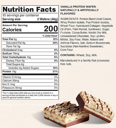 Myprotein Protein Wafer Bar  Chocolate - 10 Bars