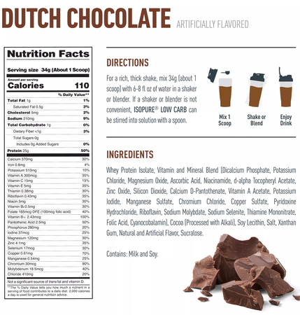 -Isopure Low Carb Dutch Chocolate - 15 Lbs (2 x 7.5 Lb Bags) TWINPACK