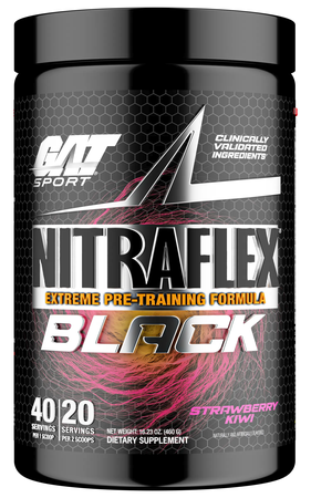 GAT Nitraflex Black Extreme Pre-Training Formula  Strawberry Kiwi - 20-40 Servings