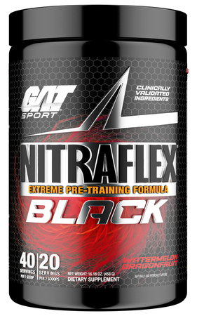 GAT Nitraflex Black Extreme Pre-Training Formula  Watermelon Dragonfruit - 20-40 Servings