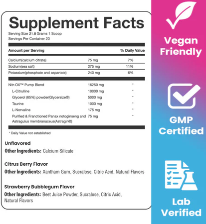 Project AD Nitr-OX - Pump Formula Strawberry Bubblegum - 2 x 20 Servings *New Formula TWINPACK