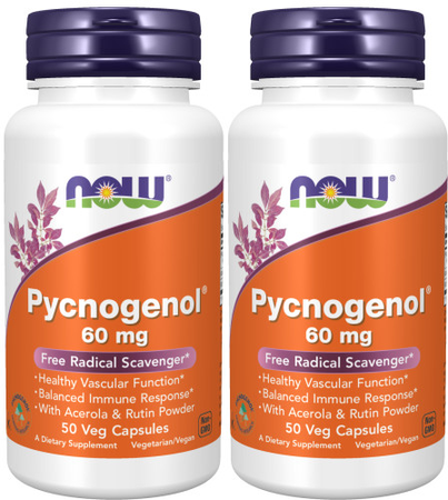 Now Foods Pycnogenol 60 Mg - 100 Capsules (2 x 50 Capsule Bottles)  TWINPACK