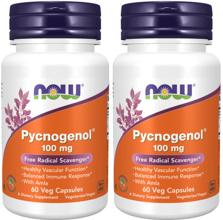 Now Foods Pycnogenol 100 Mg - 120 Capsules (2 x 60 Veg Capsule Bottles)  TWINPACK
