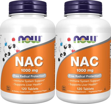 Now Foods NAC N-Acetyl-L-Cysteine 1000 Mg - 240 Tablets (2 x 120 Tablet Bottles)  TWINPACK