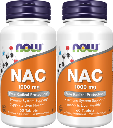 Now Foods NAC N-Acetyl-L-Cysteine 1000 Mg - 120 Tablets (2 x 60 Tablet Bottles) TWINPACK