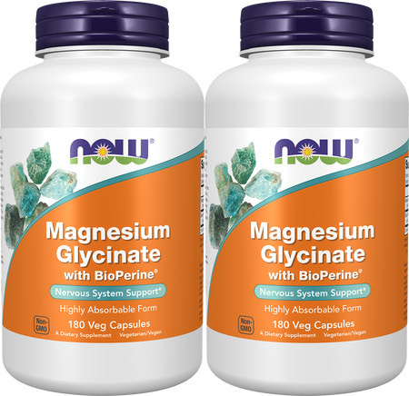 Now Foods Magnesium Glycinate with BioPerine - 2 x 180 Capsule Bottles TWINPACK
