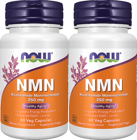 Now Foods NMN 250 Mg - 120 Capsules (2 x 60 Veg Capsule Bottles)  TWINPACK