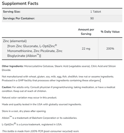 Now Foods Zinc Transporters Tablets - 90 Tablets