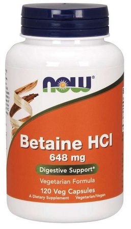 Now Foods Betaine HCl 648 Mg - 120 Veg Capsules