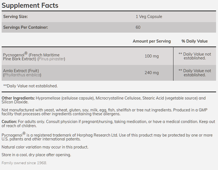Now Foods Pycnogenol 100 Mg  - 60 Veg Capsules