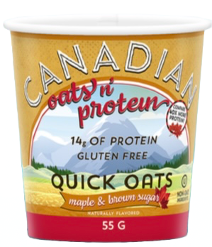 Canadian Oats n' Protein Quick Oats  Maple & Brown Sugar - 12 x 50 gram Cups