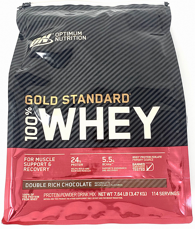 -Optimum Nutrition 100% Whey Gold Standard Chocolate (Double Rich Chocolate) -  7.64 Lb - 114 Servings
