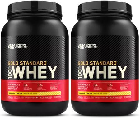 -Optimum Nutrition 100% Whey Gold Standard Banana Cream - 4 Lb (2 x 2 Lb Btls)  TWINPACK