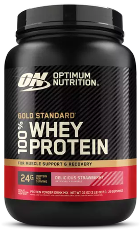 -Optimum Nutrition 100% Whey Gold Standard Strawberry  - 2 Lb (29 Servings)
