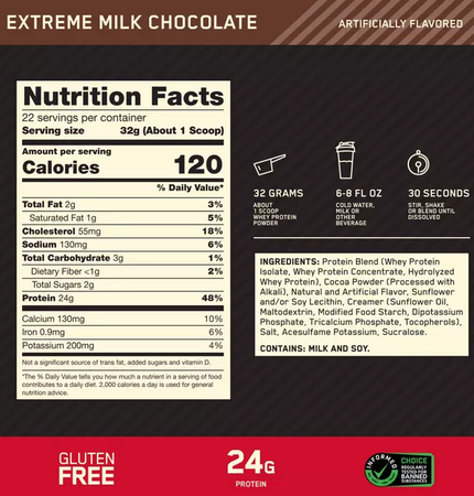 Optimum Nutrition 100% Whey Gold Standard Extreme Milk Chocolate - 2 Lb