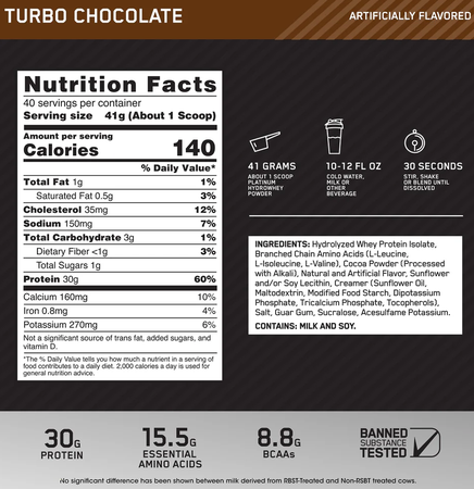 Optimum Nutrition Platinum Hydrowhey Protein Chocolate - 3.61 Lb (40 Servings)