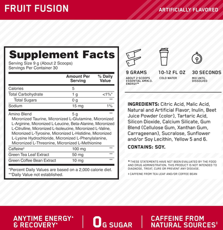 Optimum Nutrition Amino Energy  Fruit Fusion - 30 Servings