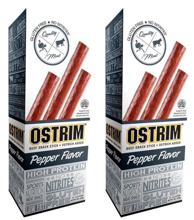 Ostrim Grass-Fed Beef/Ostrich Sticks Pepper 1.5 Oz - 2 x 10 Sticks TWINPACK