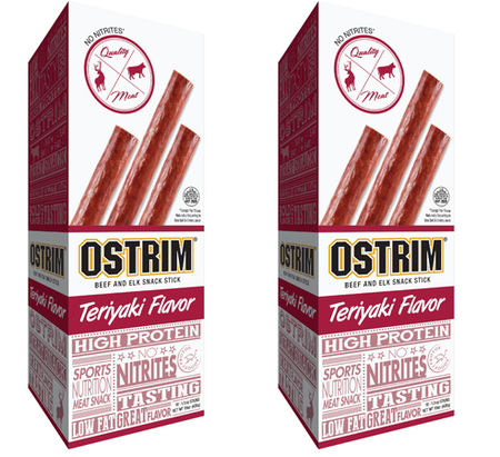 Ostrim Grass-Fed Beef/Ostrich Stick Teriyaki 1.5 Oz - 2 x 10 Sticks  TWINPACK