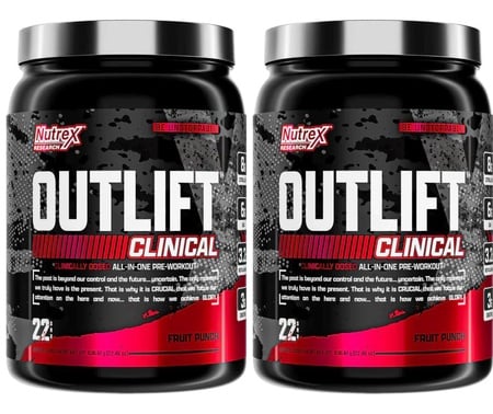 Nutrex Outlift Clinical Pre-Workout  Fruit Punch - 44 Servings (2 x 22 Serving Btls)  TWINPACK