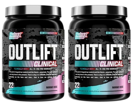 Nutrex Outlift Clinical Pre-Workout  Miami Vice - 44 Servings (2 x 22 Serving Btls)  TWINPACK