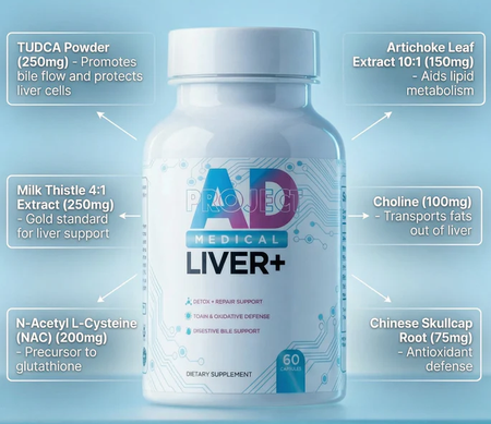 Project AD Liver+ - 60 Capsules  New Formula