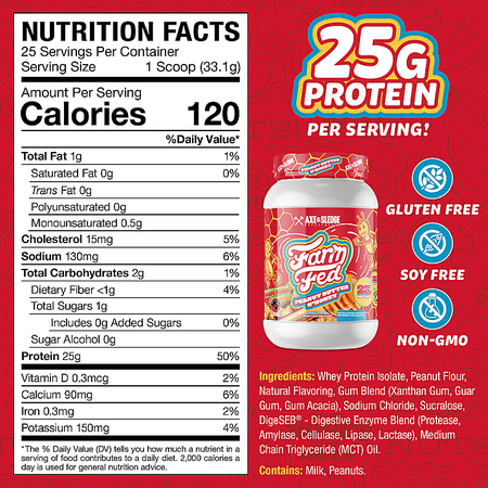 Axe & Sledge Farm Fed Whey Isolate Protein Peanut Butter N'Honey - 25 Servings