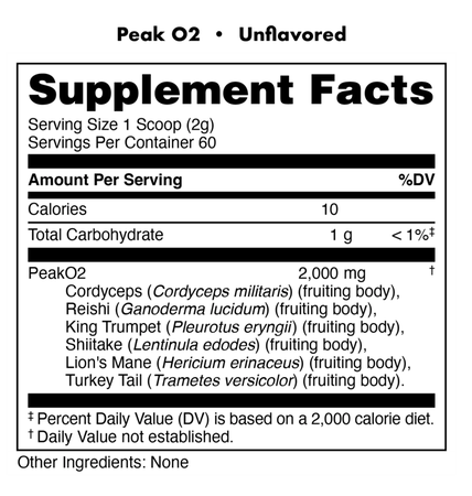 Bucked Up PeakO2 Mushroom Blend  Unflavored - 60 Servings