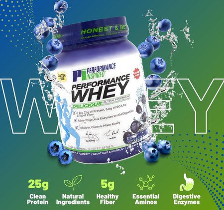 Performance Inspired Nutrition WHEY Protein  Blueberry - 8 lb (4 x 2 Lb) (Whey Isolate/Concentrate blend) 4 PACK