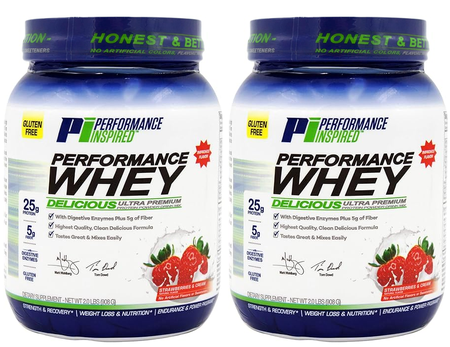 Performance Inspired Nutrition WHEY Protein  Strawberries & Cream - 4 Lb (2 x 2 Lb Btls)  *Best by date 3/26