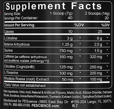 PES Prolific Pre Workout  Sour Green Apple - 40 Scoops