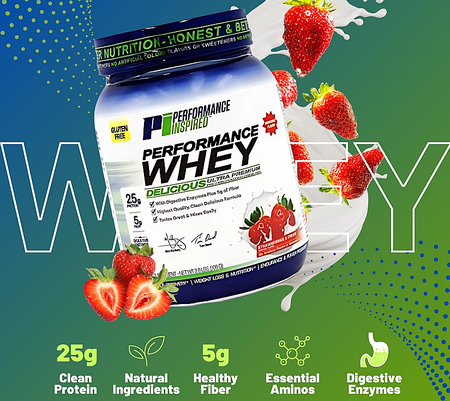 - Performance Inspired Nutrition WHEY Protein  Strawberries & Cream - 8 Lb (4 x 2 Lb Btls)  *Best by date 3/26