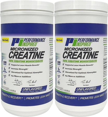 Performance Inspired Nutrition Micronized Creatine - 2 x 500 Gram Bottles  TWINPACK