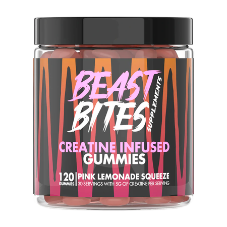 Beast Bites Creatine Infused Gummies  Pink Lemonade Squeeze  - 30 Servings