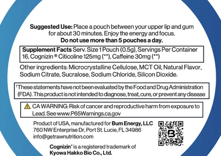 BUM Energy & Focus Pouches  Peppermint - 5 Pack (80 Pouches)