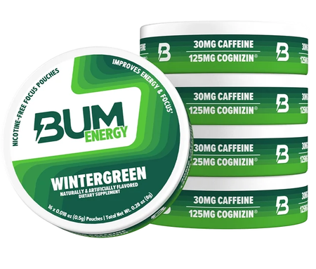 BUM Energy & Focus Pouches  Wintergreen - 5 Pack (80 Pouches)