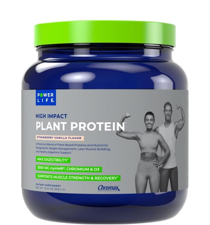 Powerlife High Impact Plant Protein w/HMB  Strawberry Vanilla - 15 Servings