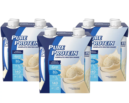 Pure Protein 30g Complete Protein Shake  Vanilla Milkshake - 12 x 11 oz Containers
