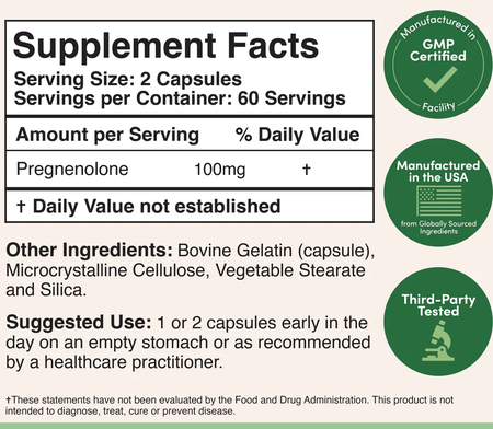 Double Wood Supplements Pregnenolone - 120 Capsules