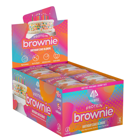 Prime Bites Protein Brownie Birthday Cake Blondie - 12 Pack