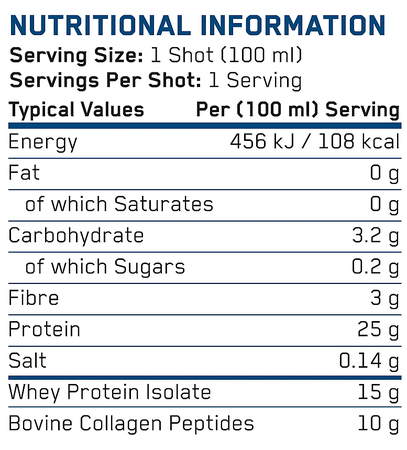 Applied Nutrition Protein Shot 3.4oz 25g  Blue Raspberry - 12 x 3.4oz Bottles