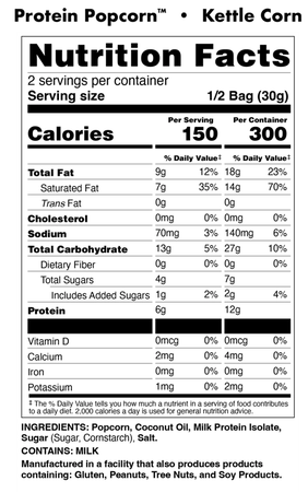 Bucked Up Protein Popcorn  Kettle Corn - 5 Bags