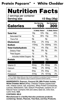 Bucked Up Protein Popcorn  White Cheddar - 5 Bags