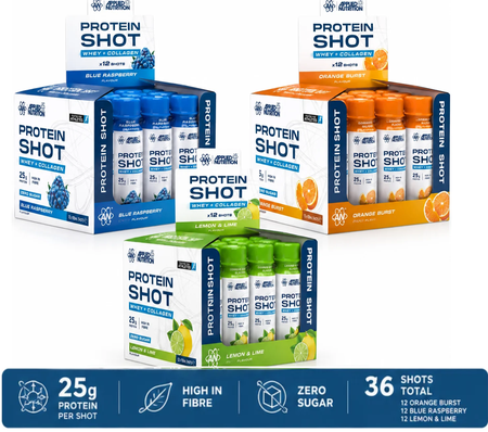 -Applied Nutrition 25g Protein Shot  - 36 x 3.4 oz Bottles (12 of each flavor)