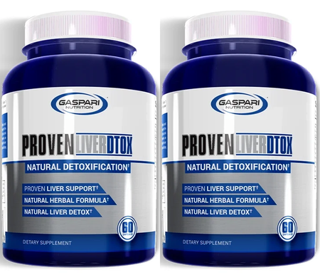 Gaspari Nutrition Proven Liver DTOX Liver Support Formula - 2 x 60 Capsule Bottles TWINPACK